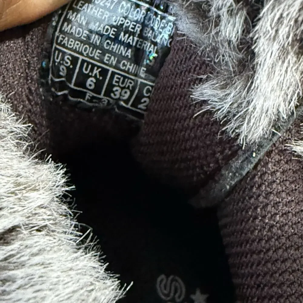 VTG 90s Skechers Jammers Black Leather Platform Boots Fur Lined 9 Goth Punk Y2K - Picture 8 of 10